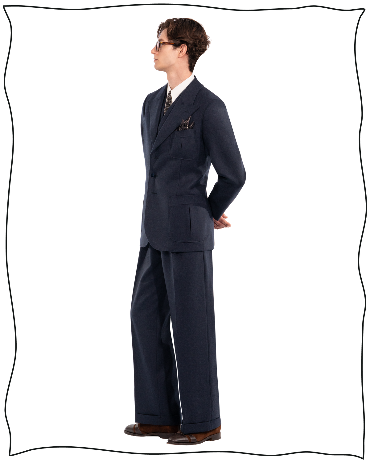 Navy Worsted Ellington Trousers