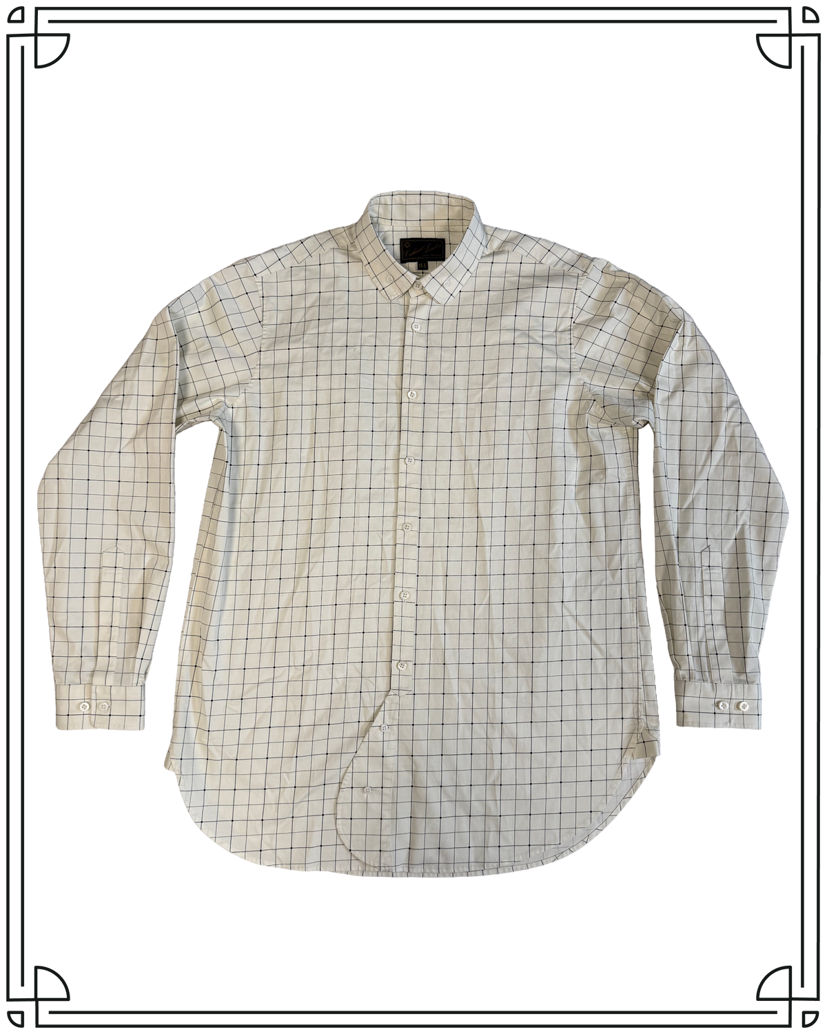 Check Cotton Sateen Club Collar Shirt Size 15.5