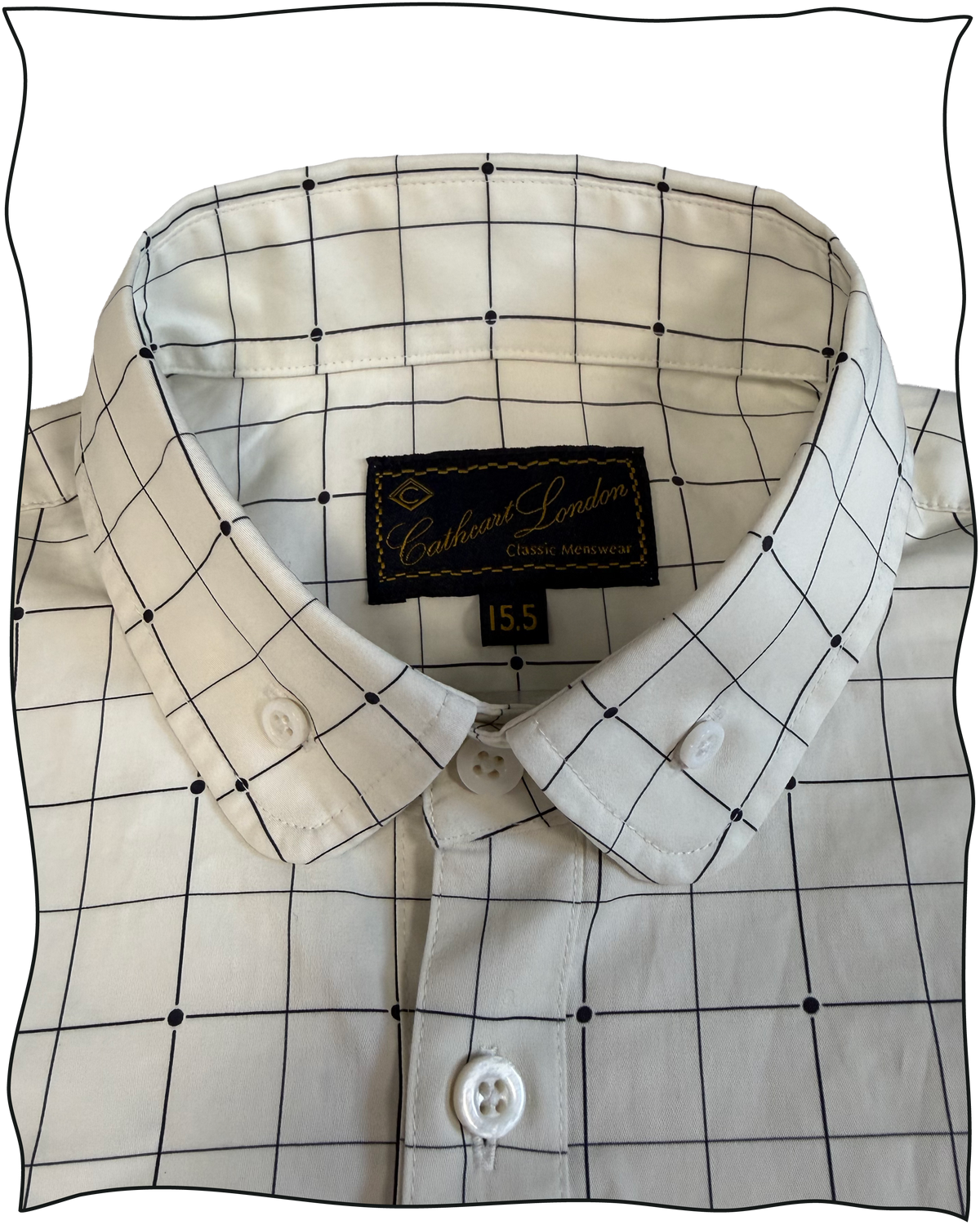 Check Cotton Sateen Club Collar Shirt Size 15.5