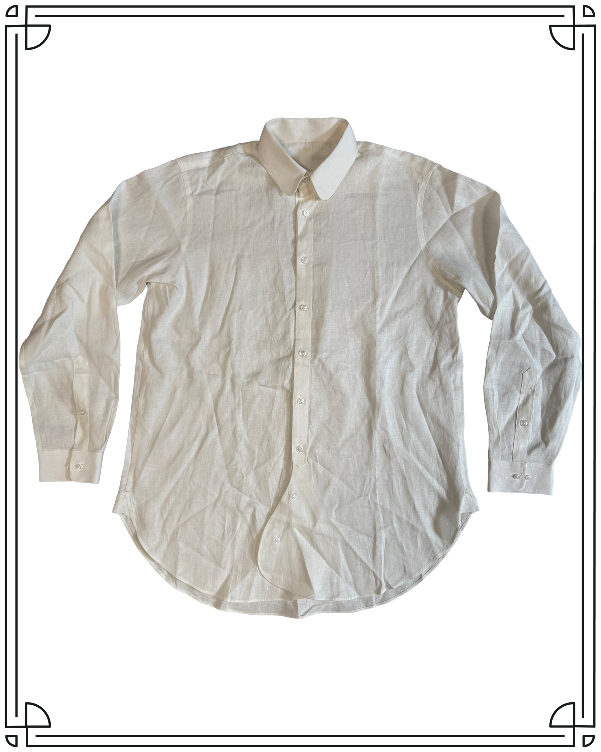 Sample Cream Linen Club Collar Shirt size 15.5