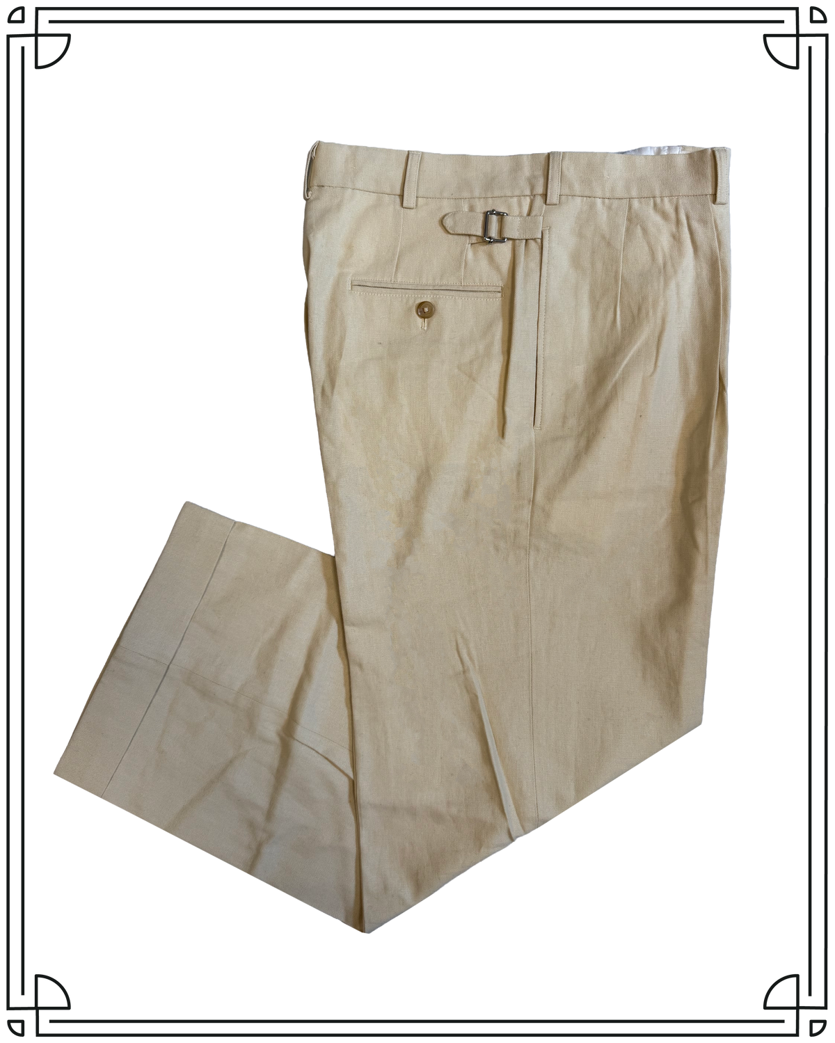 Sample Cream Linen Ellington Trousers Size 32