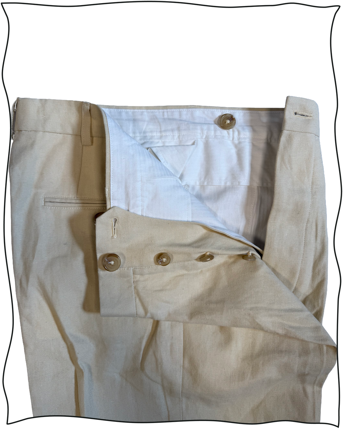 Sample Cream Linen Ellington Trousers Size 32