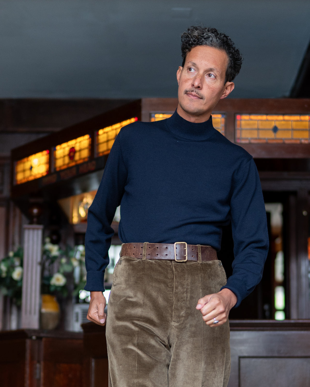 Navy Merino Rollneck Jumper