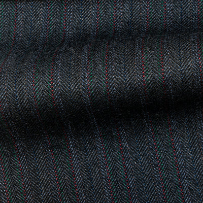 Standeven / Dark Grey Herringbone w/ Multi Stripe / 100% Merino Wool / 395gms / 15010