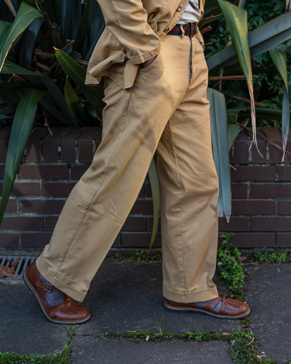 Sample Mustard Herringbone Twill Work Trousers Size 32