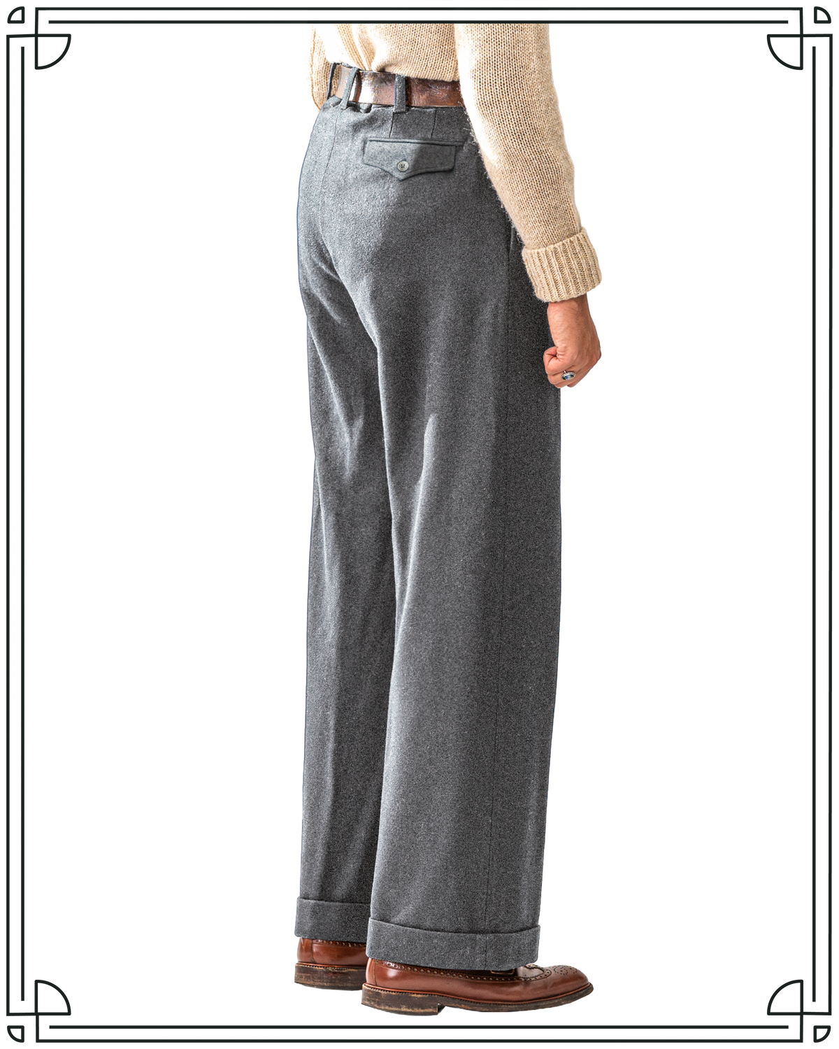 Sample Grey Wool Wide Leg Trousers size 28