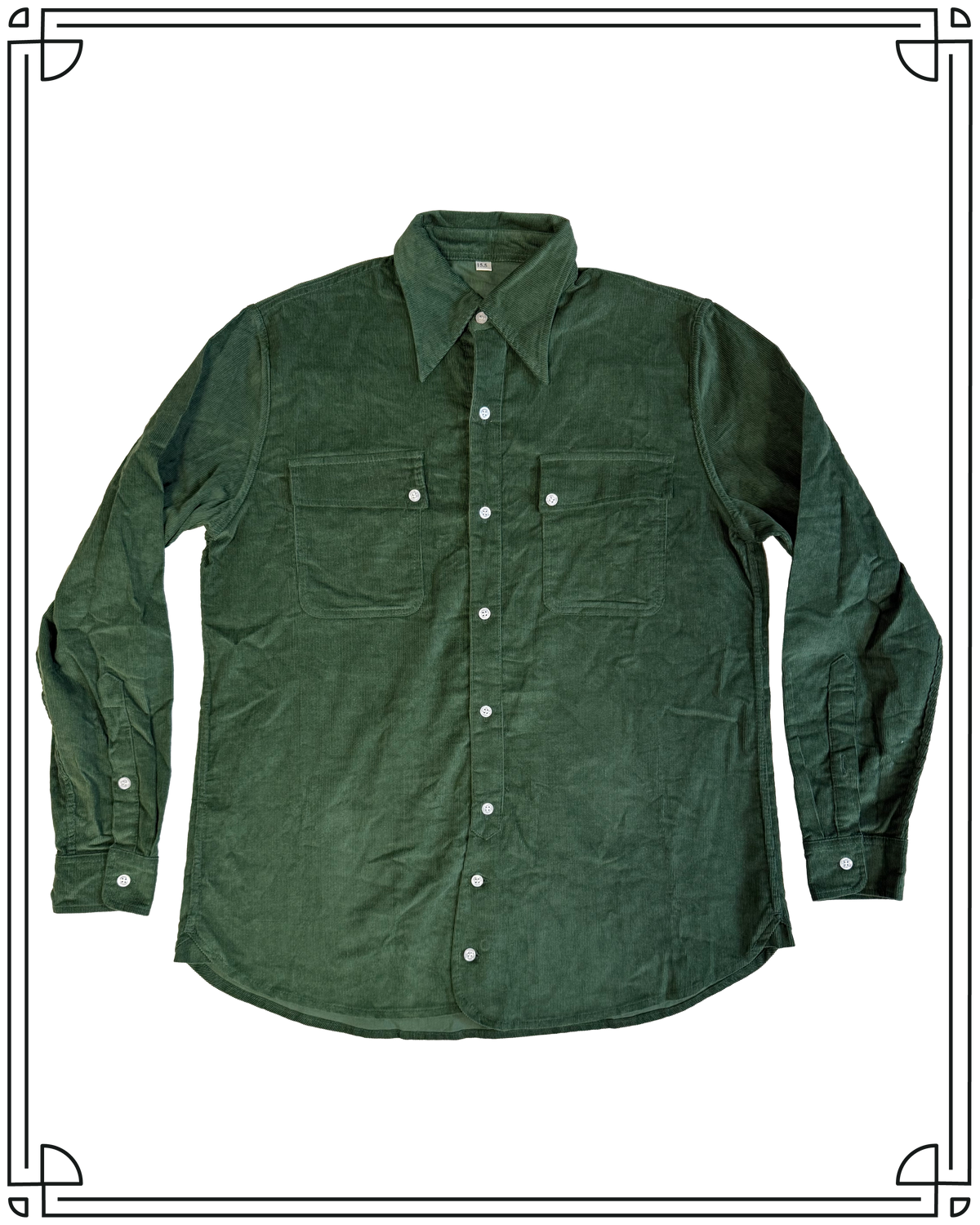 Sample Bottle Green Corduroy Work Shirt Size 15.5