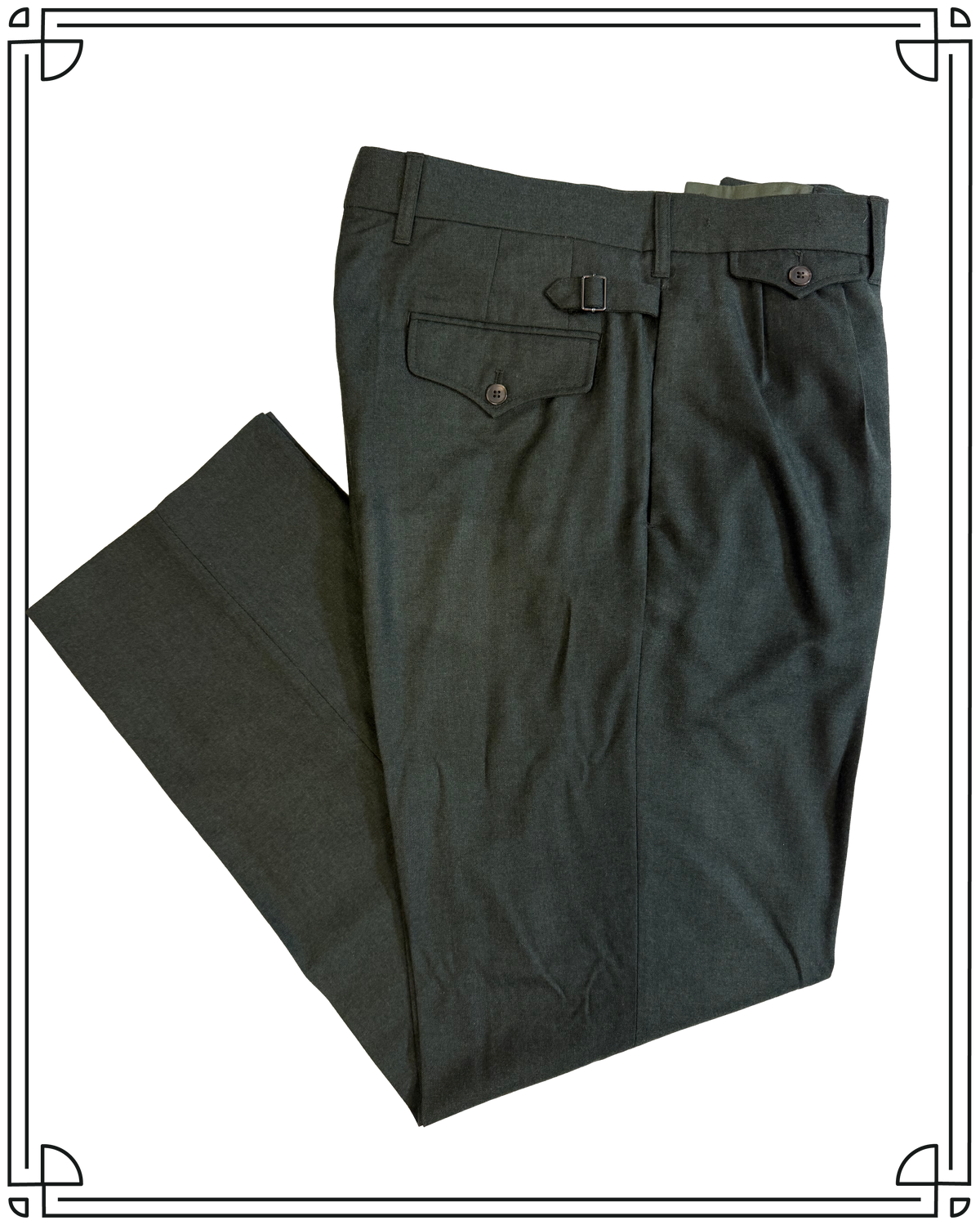 Sample Bottle Green Merino Astor Trousers Size 34