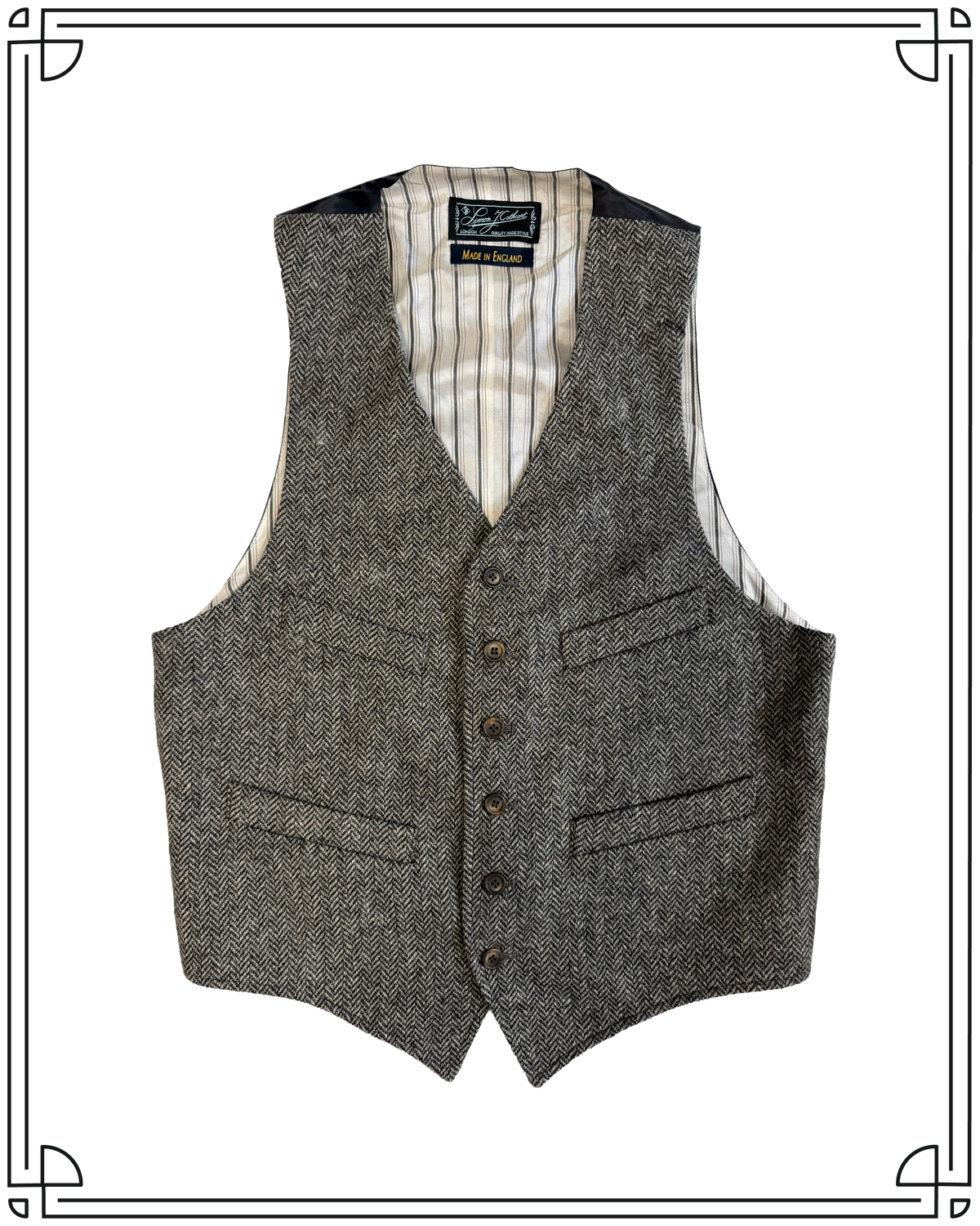 Sample Grey Herringbone Waistcoat Size 38