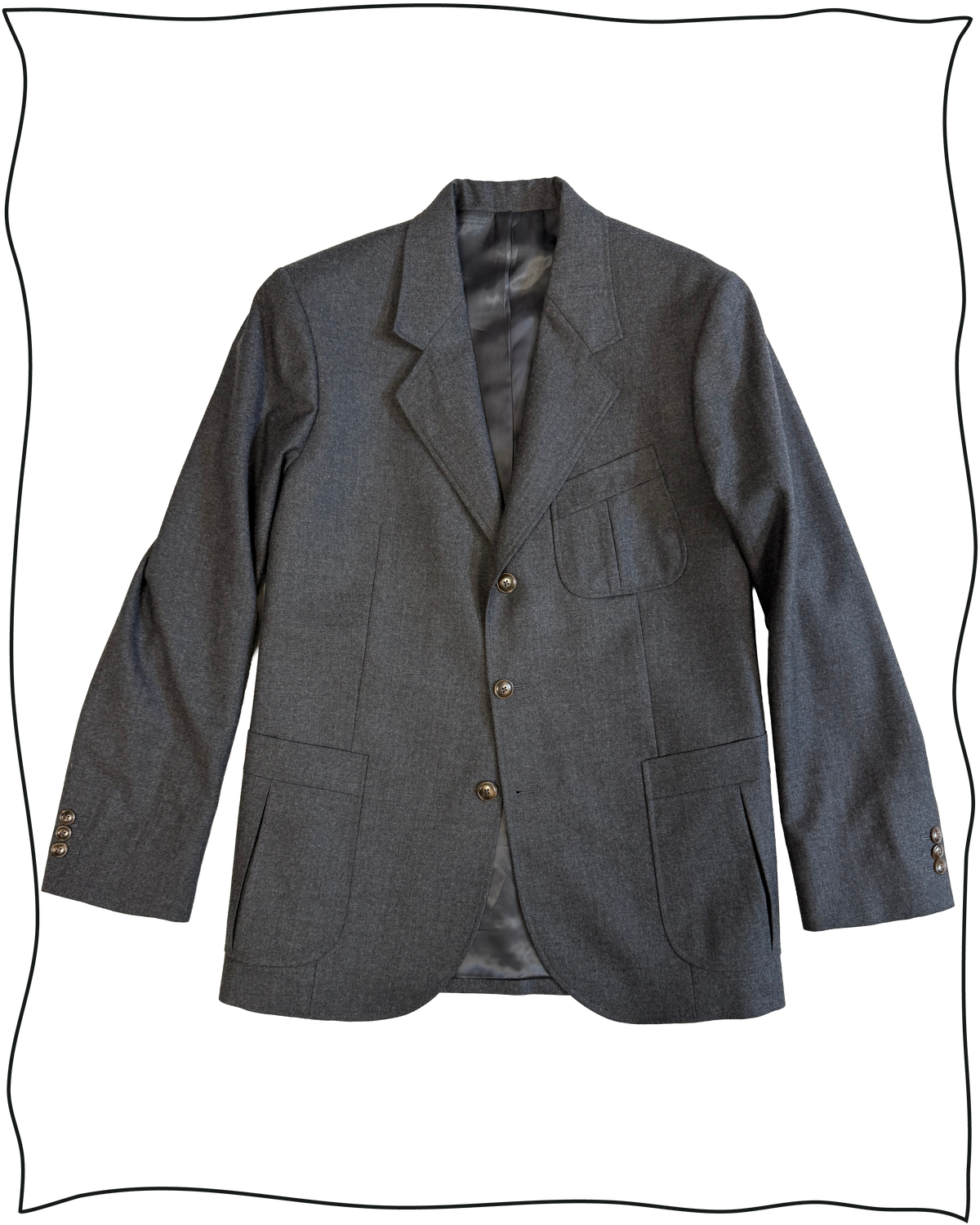 Sample Grey Worsted Merino King Cole Suit Size 40/34