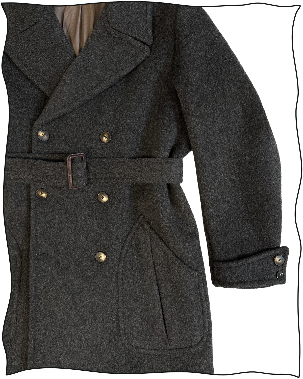 Sample Grey Wool Ulster Coat Size 44