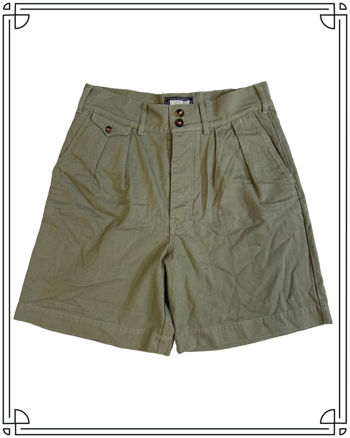 Sample Drab Herringbone Twill Shorts Size 34