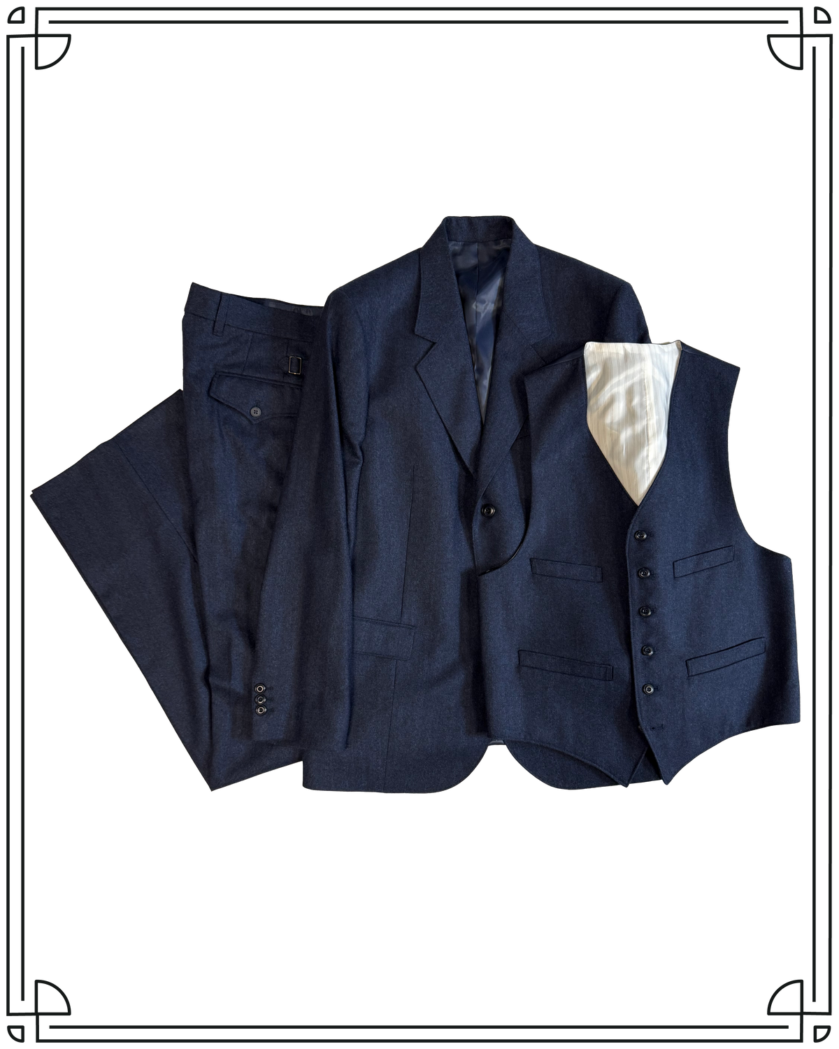 Sample Navy Herringbone King Cole Suit Size 40/34