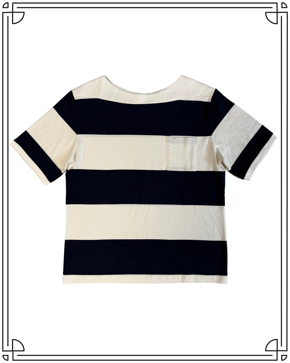 Sample Navy & White Boatneck T-Shirt Size M