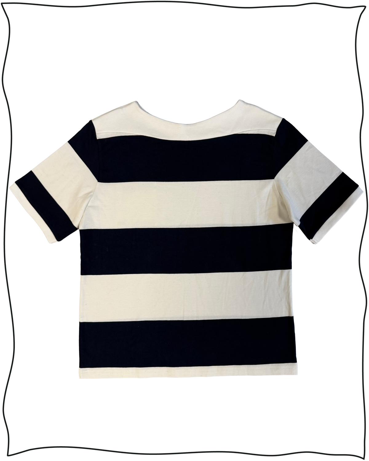 Sample Navy & White Boatneck T-Shirt Size M