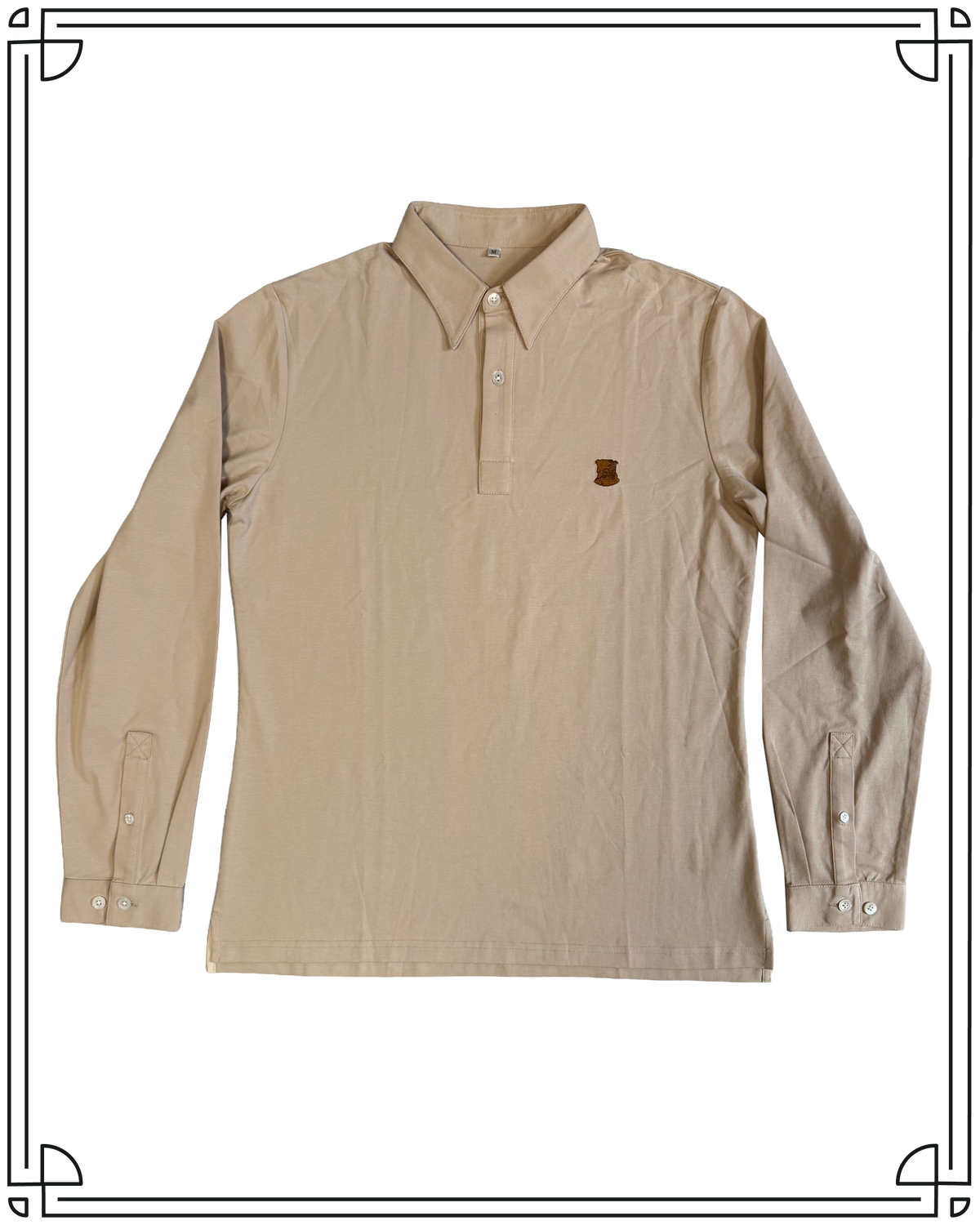 Sample Nougat Cotton Long Sleeve Bulldog Polo Size M