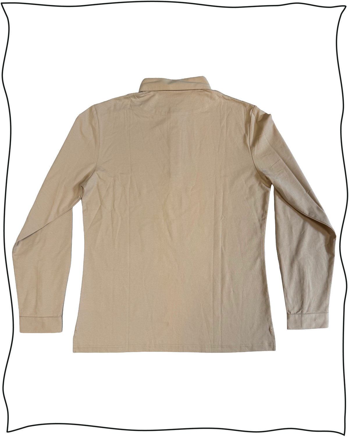 Sample Nougat Cotton Long Sleeve Bulldog Polo Size M