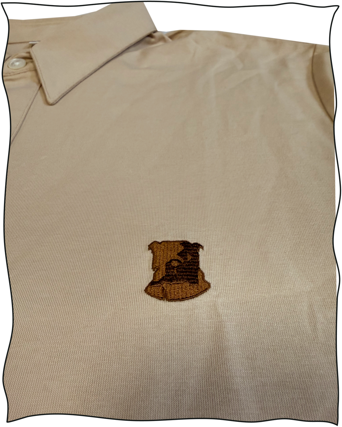 Sample Nougat Cotton Long Sleeve Bulldog Polo Size M