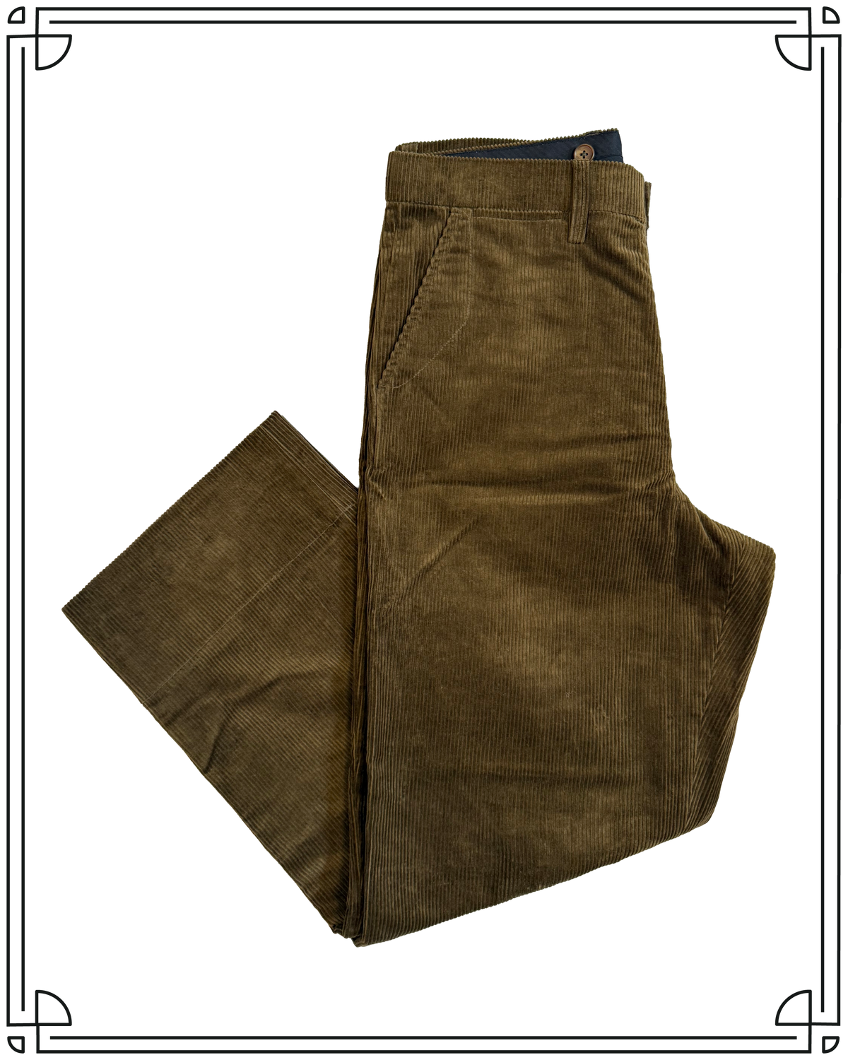Sample Olive Corduroy Cinch Back Work Trousers Size 34