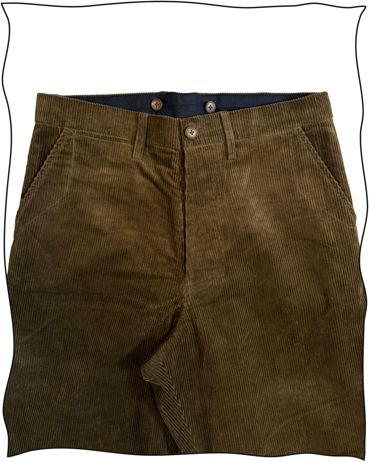 Sample Olive Corduroy Cinch Back Work Trousers Size 34