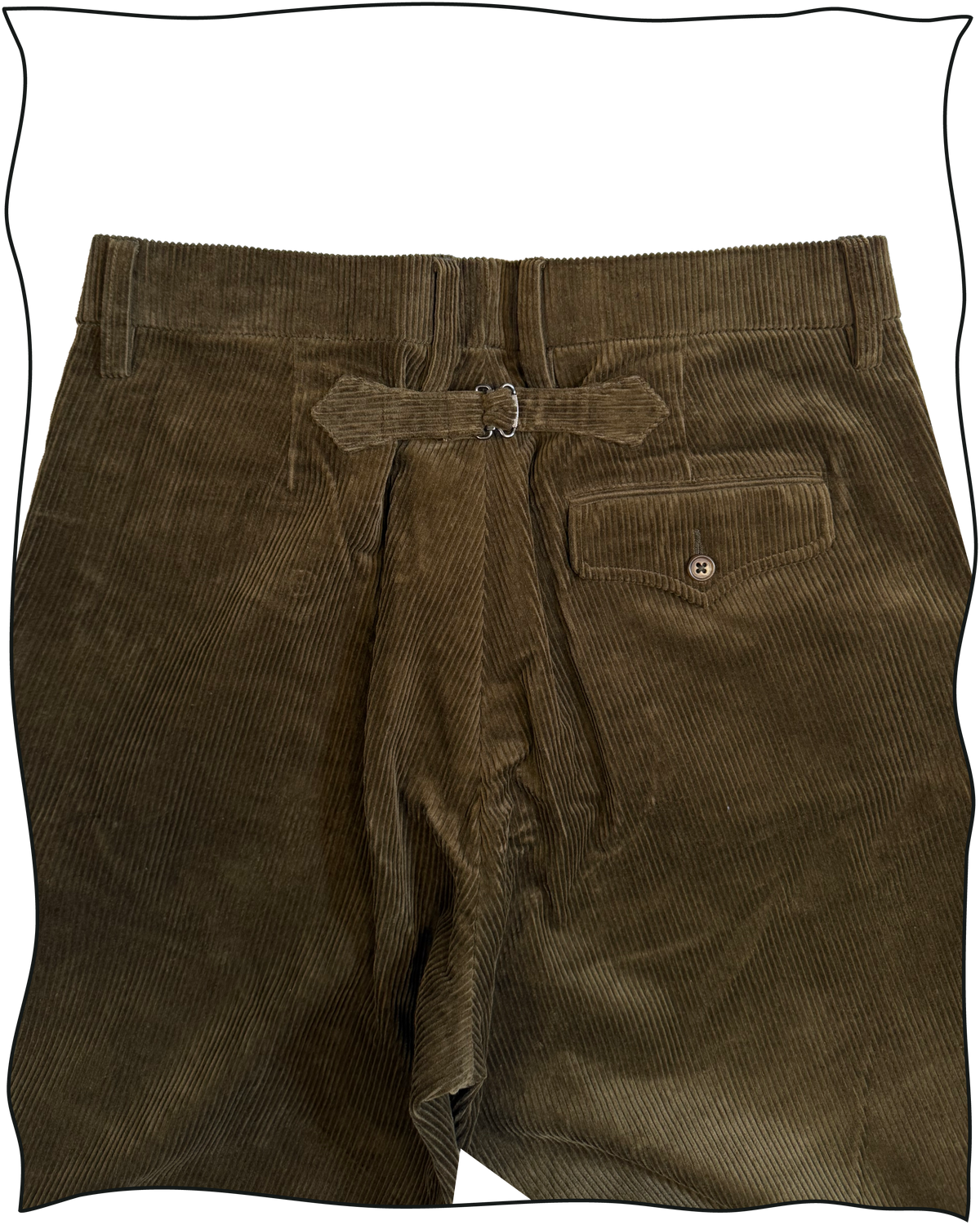 Sample Olive Corduroy Cinch Back Work Trousers Size 34