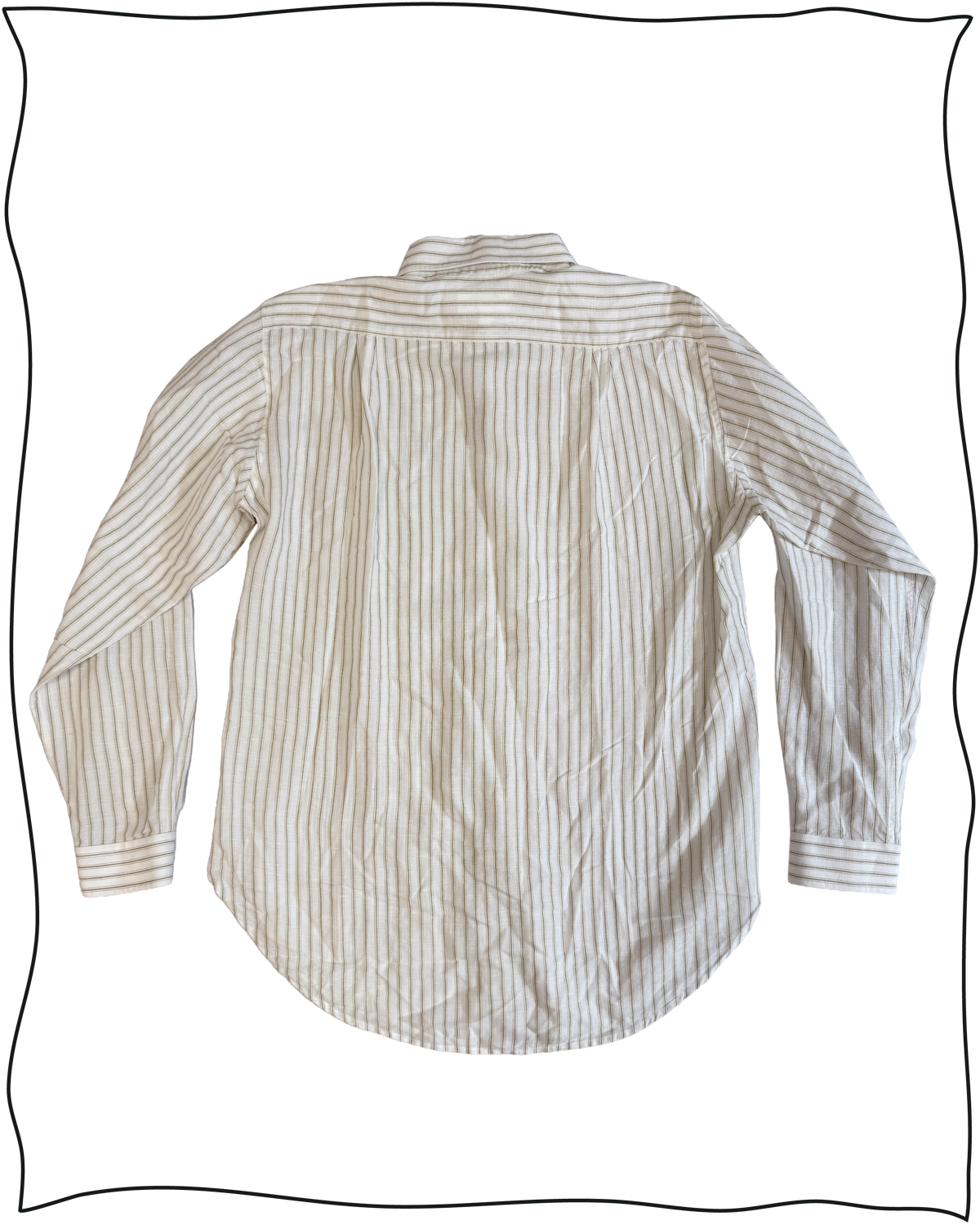 Sample Olive Striped Linen Shirt Size 15.5