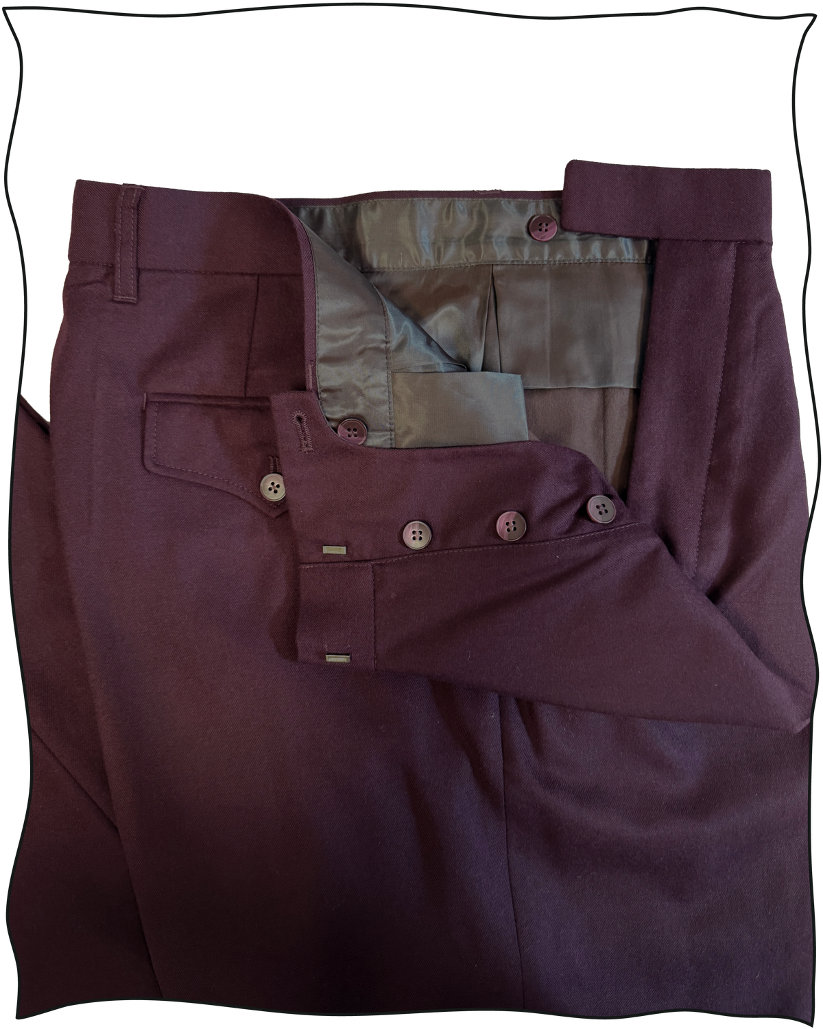 Sample Plum Merino Wool Astor Trousers Size 34