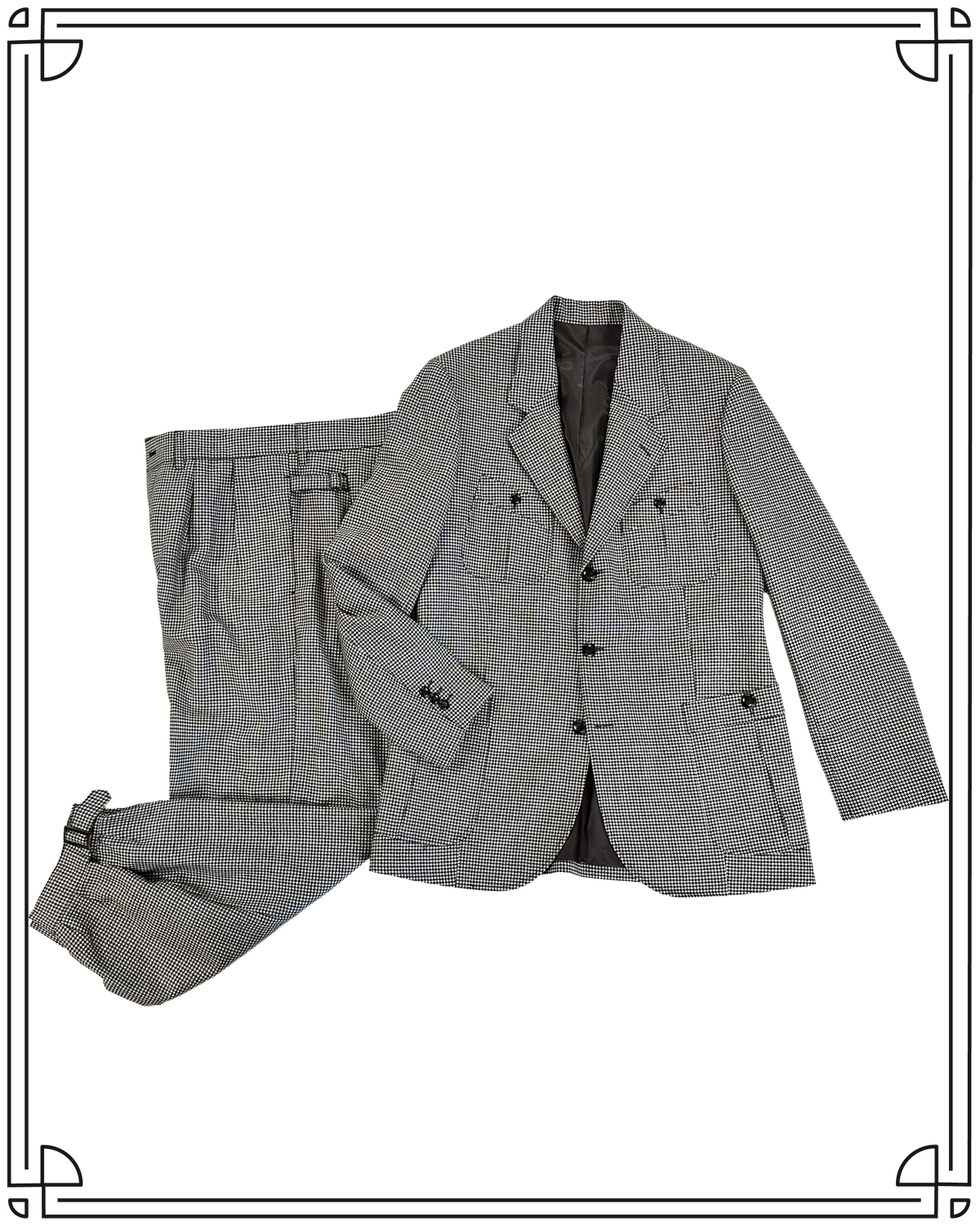 Sample Merino B&W Puppytooth King Cole Suit Size 40/34