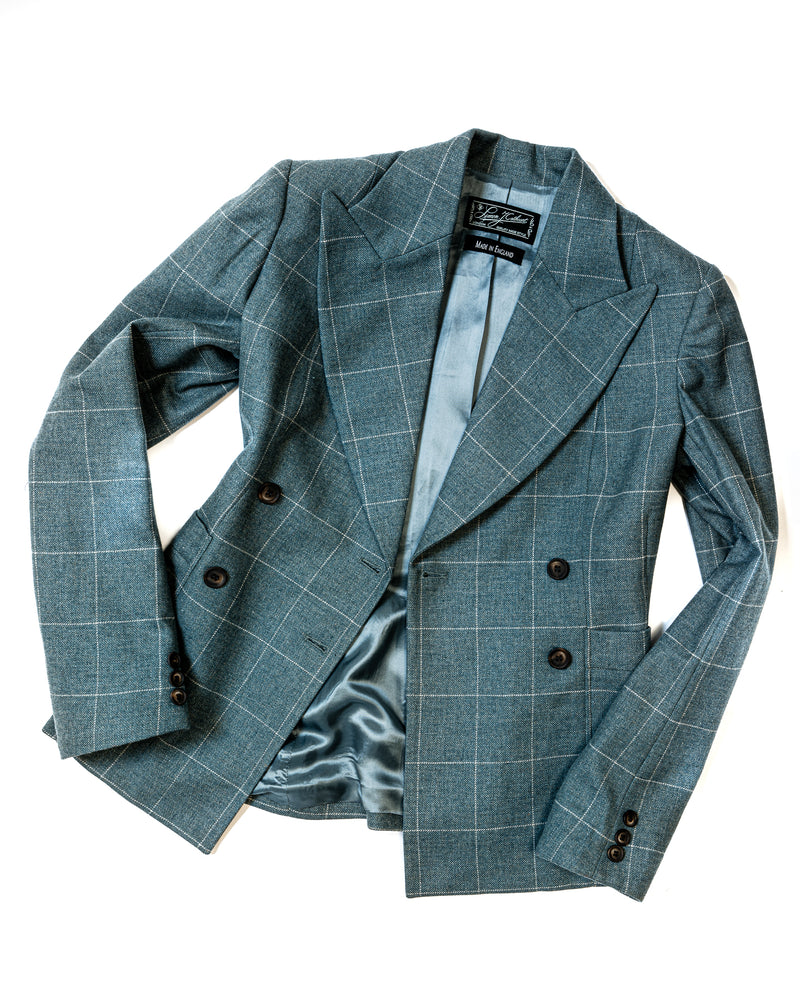 Sample Teal Overcheck DB Jacket Made in England Size 10