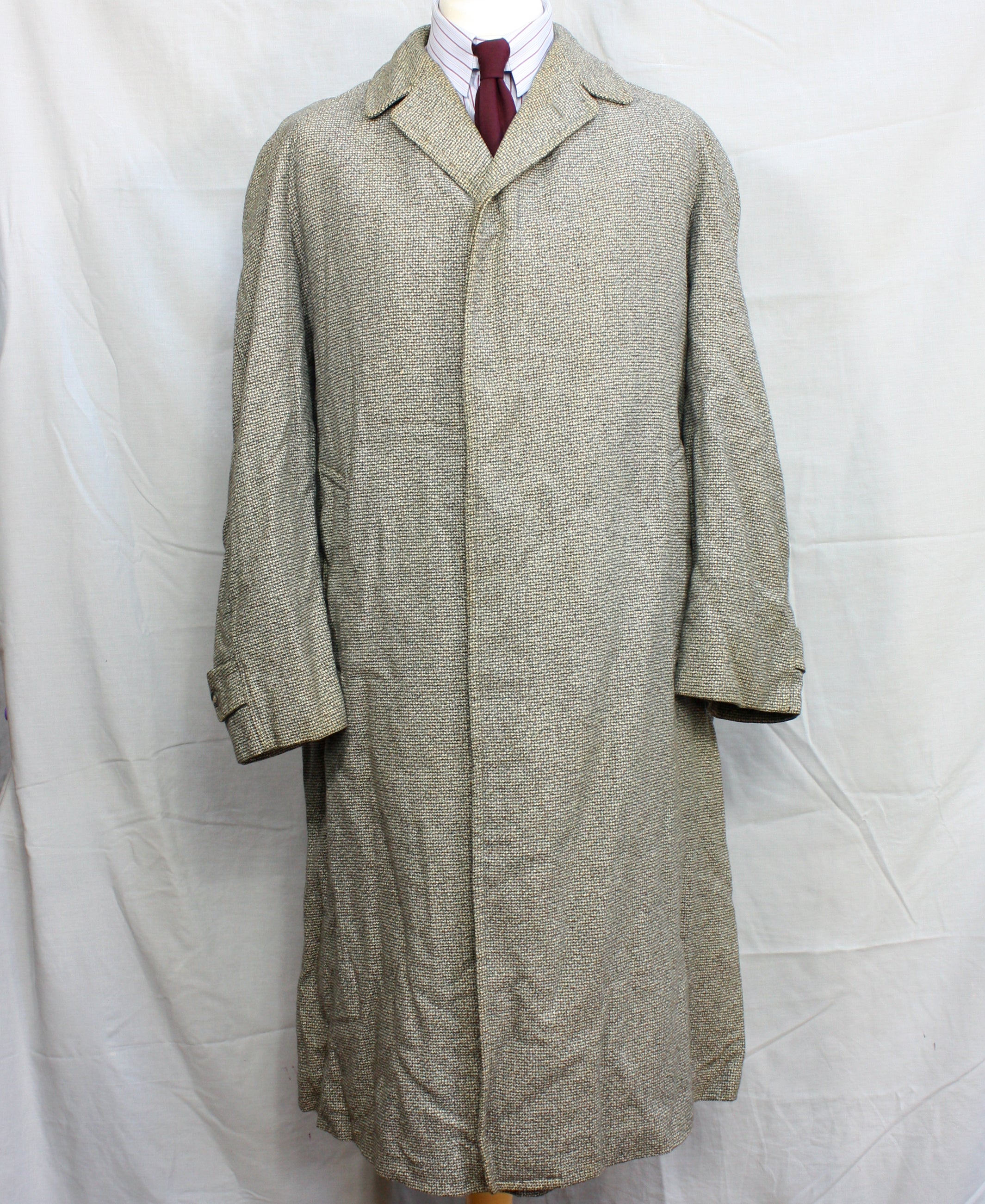 ビンテージ 50s GPO 15B OVERCOAT L 1950s Mens Brown Gabardine Winter Coat Outerwear Button Front