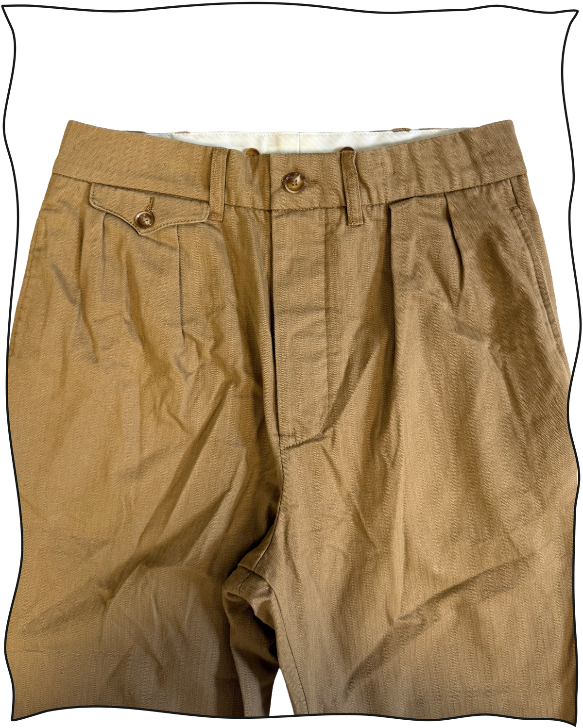Sample Tan Herringbone Work Trousers Size 32