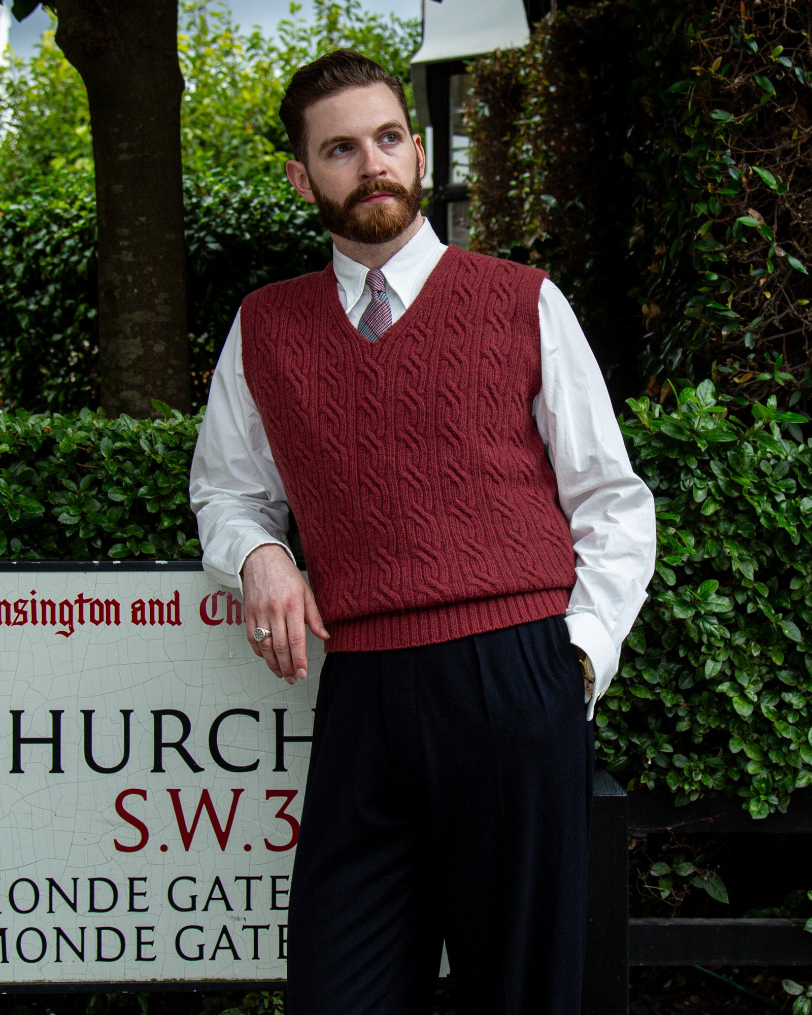 トップス UNIFORM EXPERIMENT COTTON CABL KNIT VEST Cable Knit Vest – Cathcart