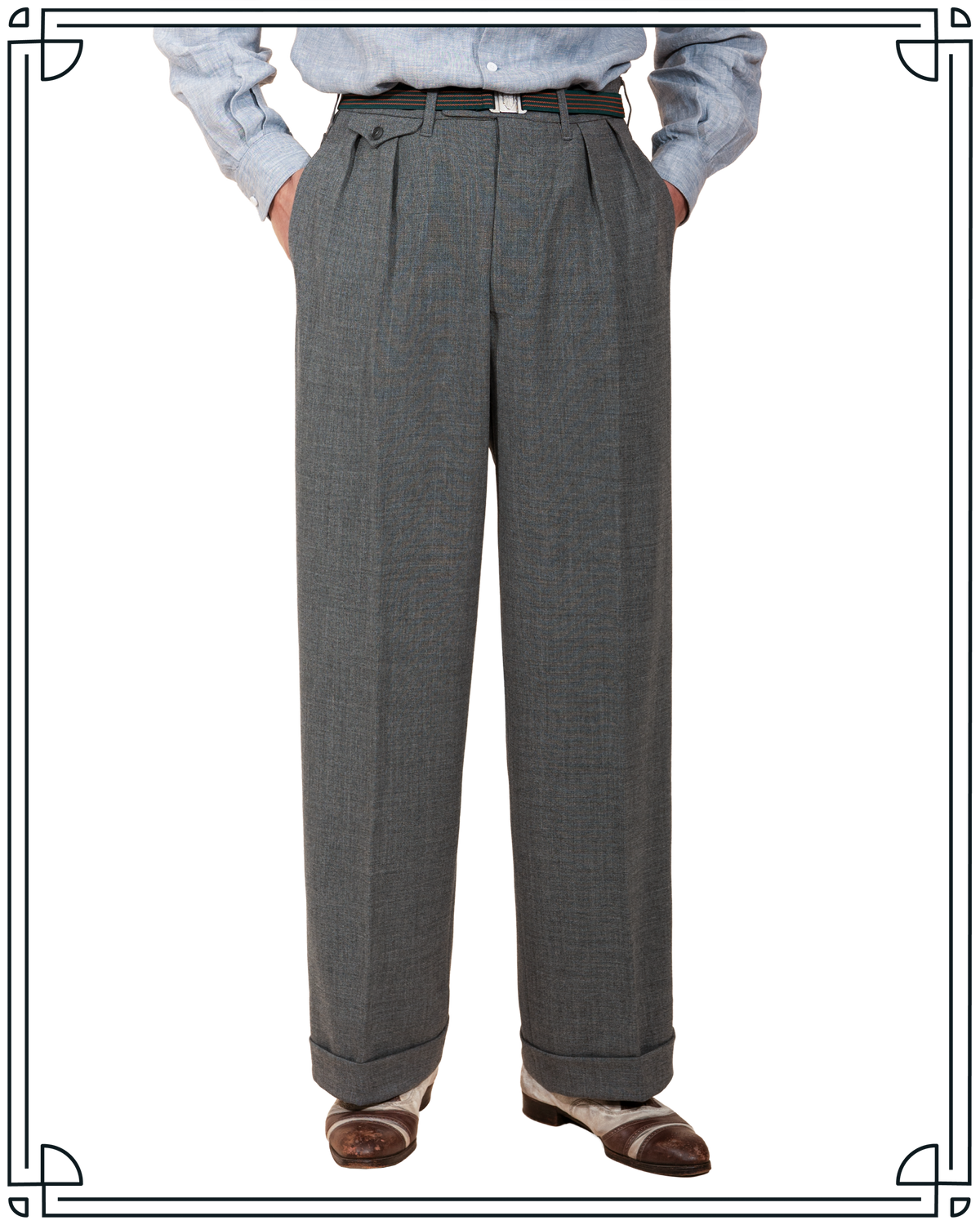 Mid-Grey Wool Twist Ellington Trousers