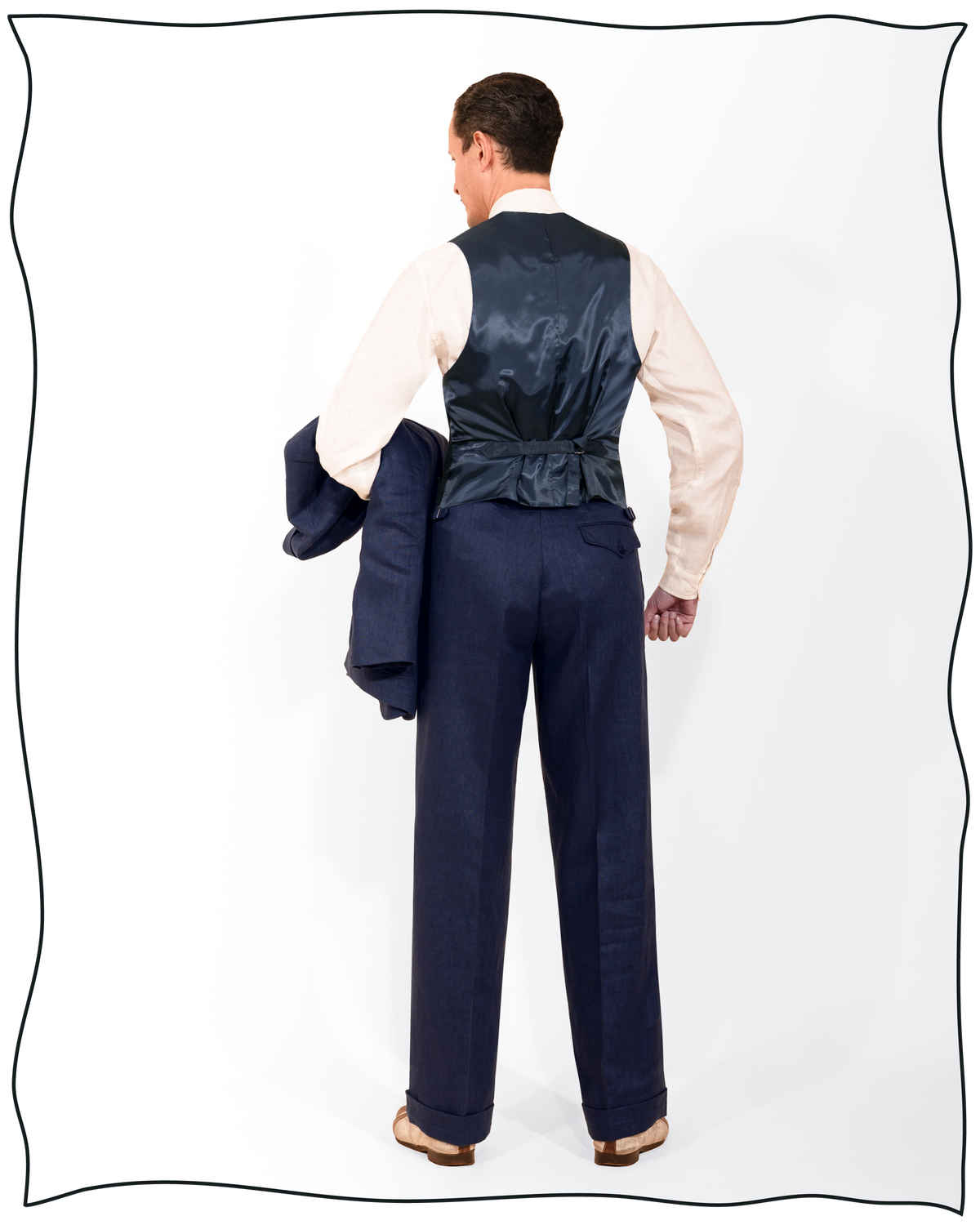 Navy Linen King Cole Waistcoat