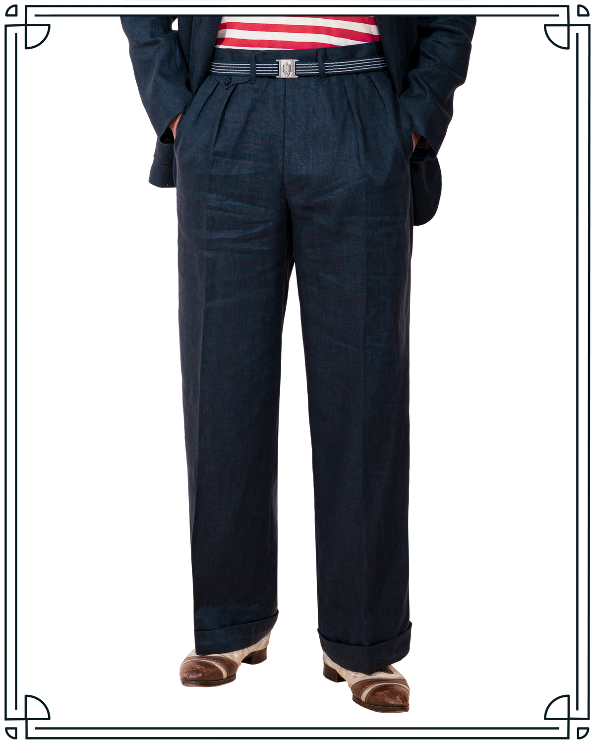 Navy Linen Ellington Trousers