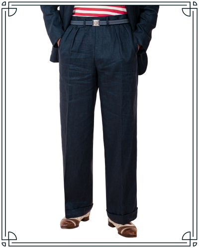 Navy Linen Ellington Trousers