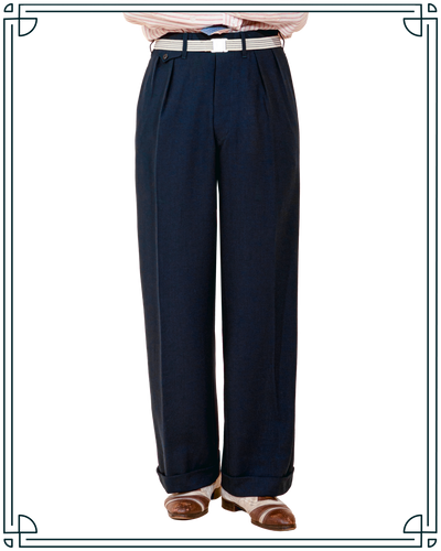 Navy Wool Twist Ellington Trousers