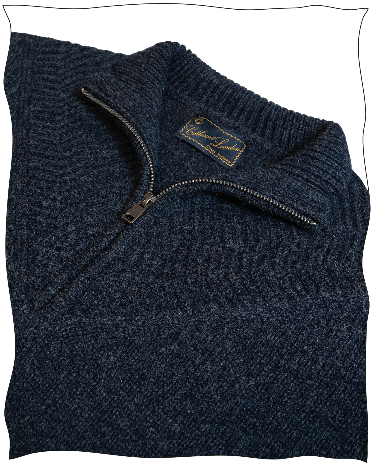Cathcart London Alpine Quarter Zip Jumper in Navy