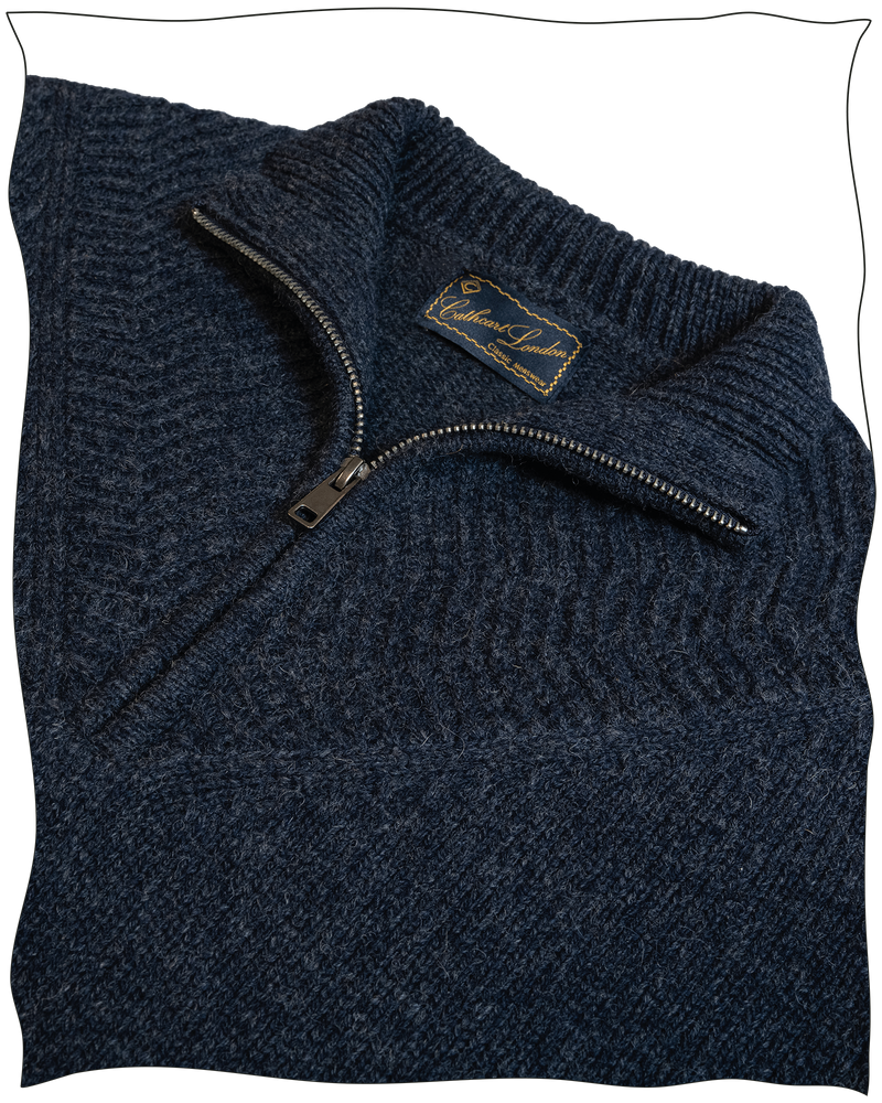 Cathcart London Alpine Quarter Zip Jumper in Navy