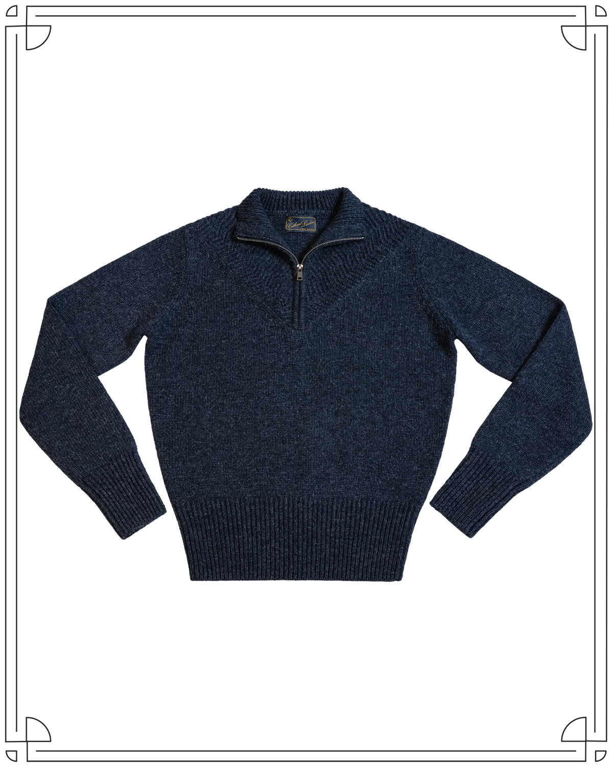Cathcart London Alpine Quarter Zip Jumper in Navy