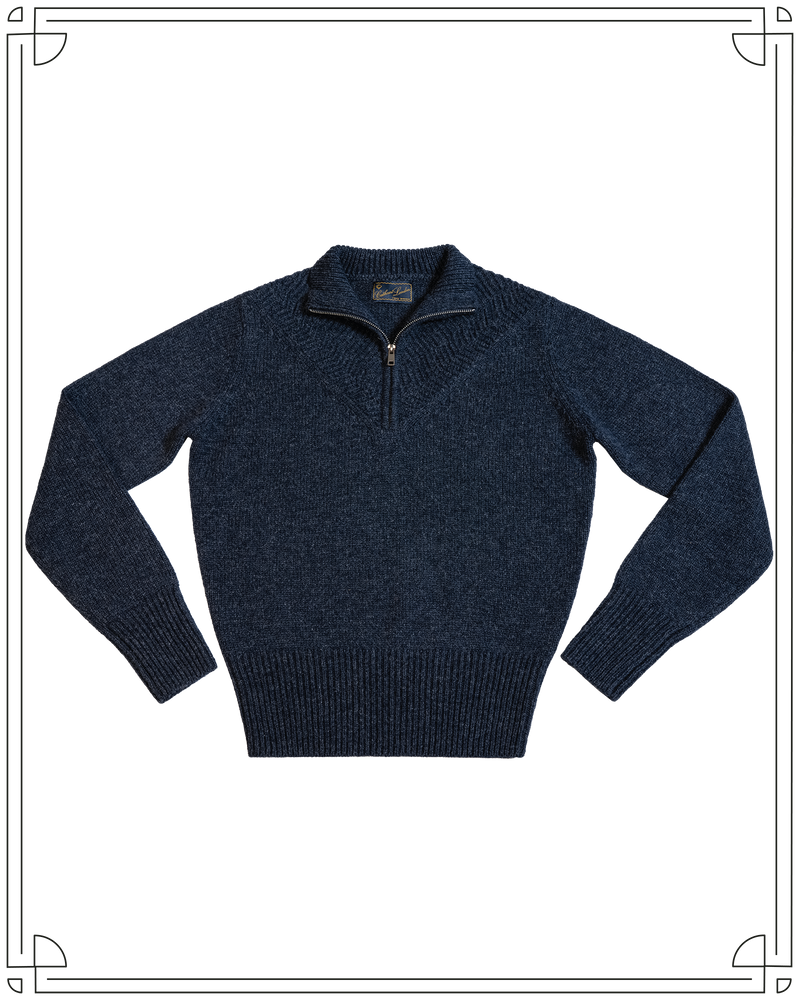 Cathcart London Alpine Quarter Zip Jumper in Navy