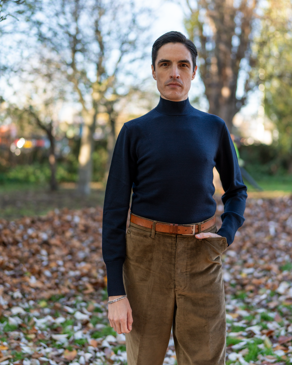 Navy Merino Rollneck Jumper