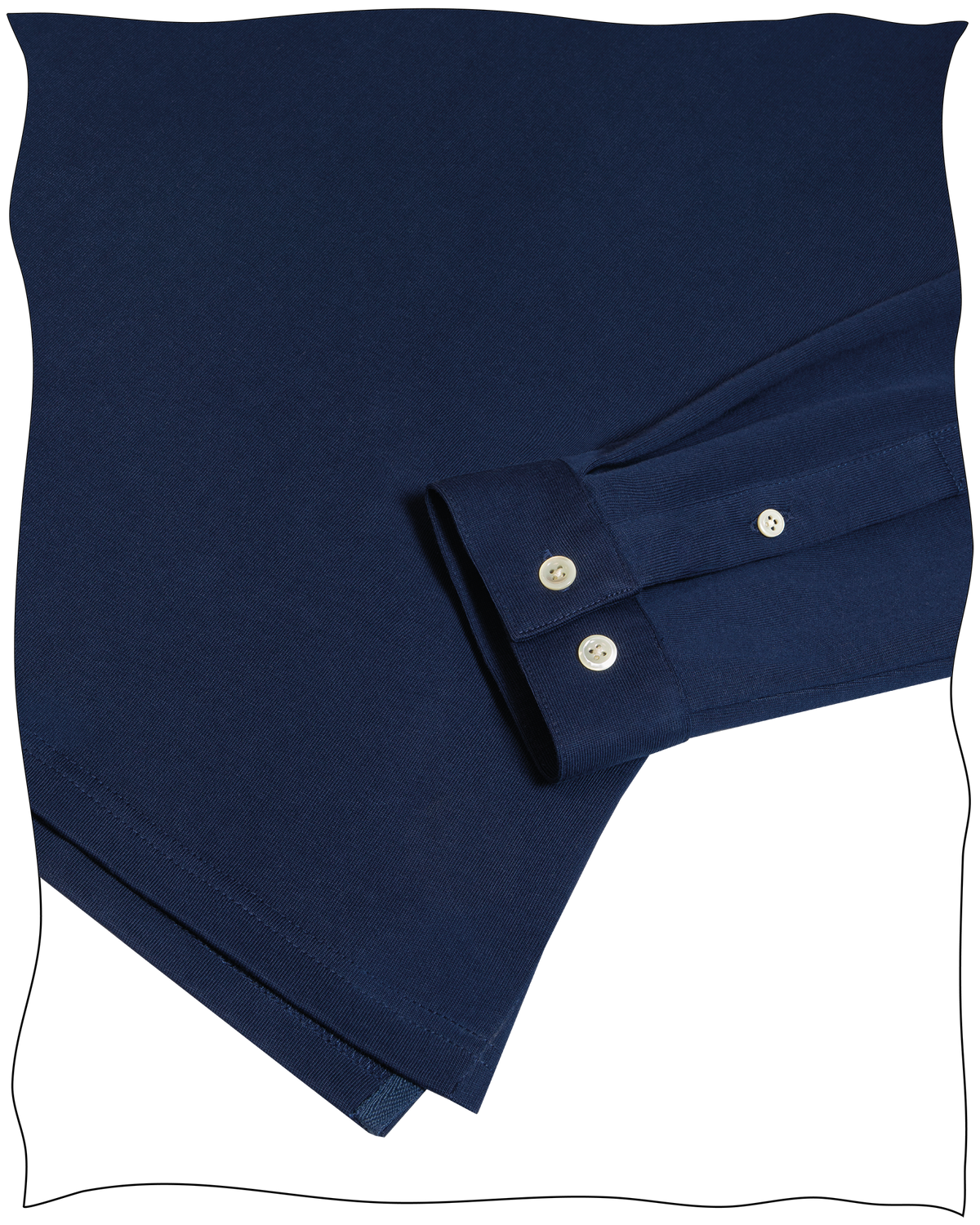 Cathcart London Men's Long Sleeve Polo  in Petrol Blue with Mother of Pearl Buttons