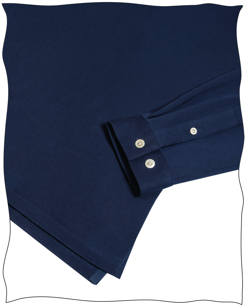 Cathcart London Men's Long Sleeve Polo  in Petrol Blue with Mother of Pearl Buttons