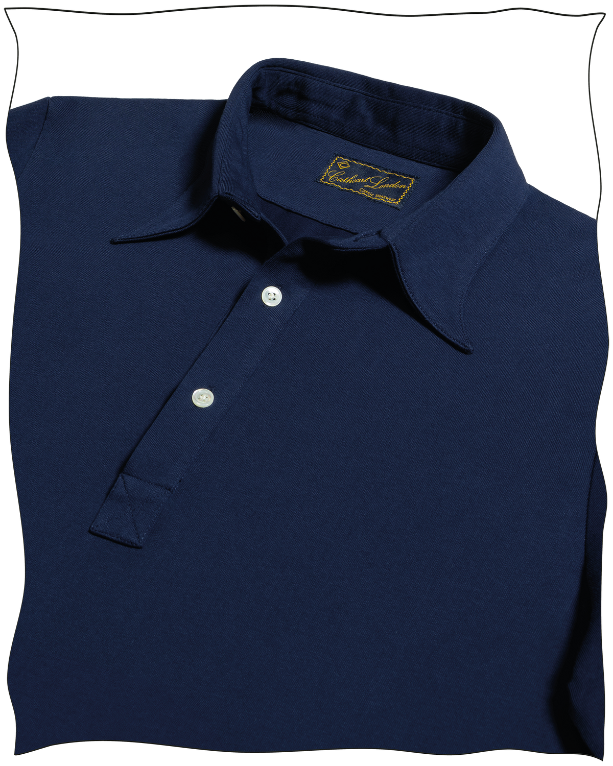 Cathcart London Men's Long Sleeve Polo with Spearpoint Collar in Petrol Blue