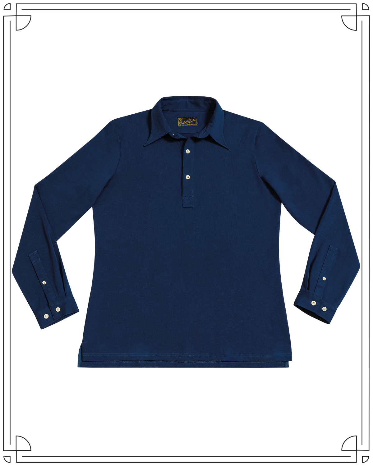 Cathcart London Men's Long Sleeve Polo in Petrol Blue