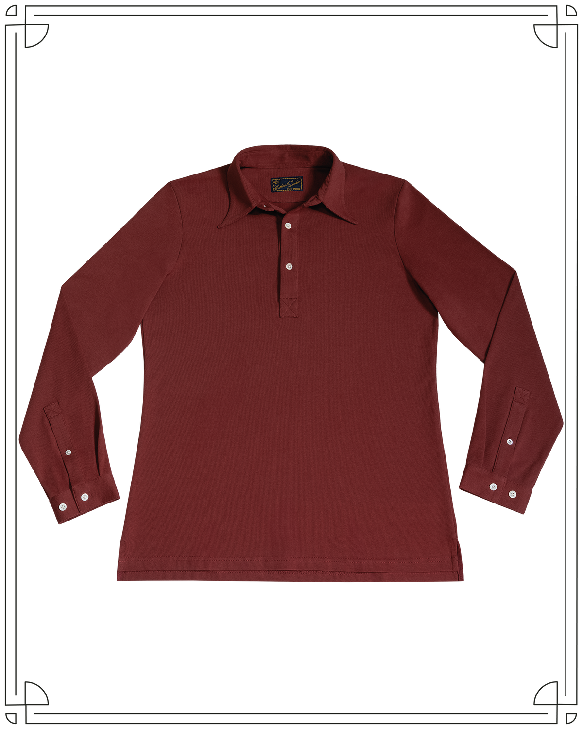 Cathcart London Men's Long Sleeve Polo in Burgundy
