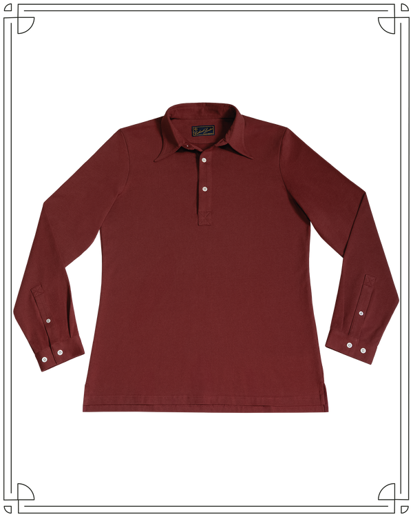 Cathcart London Men's Long Sleeve Polo in Burgundy