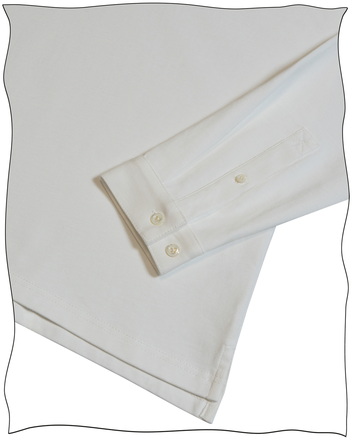 Cathcart London Men's Long Sleeve Polo  in Cream with Mother of Pearl Buttons