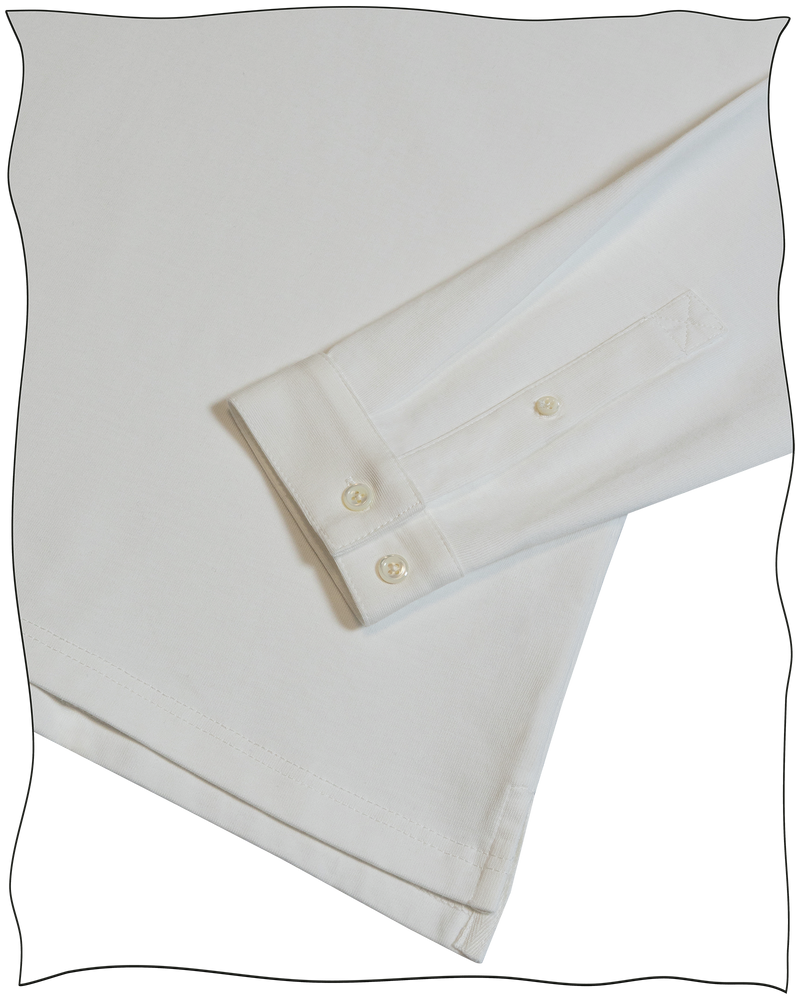 Cathcart London Men's Long Sleeve Polo  in Cream with Mother of Pearl Buttons